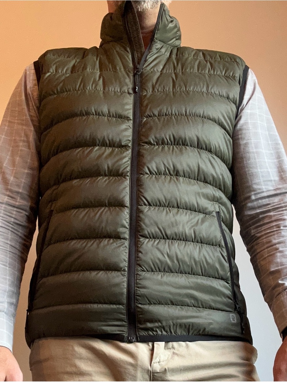 i.FIV5 Simons Men's Khaki Green Down Puffer Vest Packable Medium